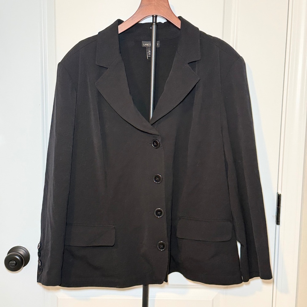 Lane Bryant Womens Black Stretch Four Button Blazer Jacket Plus Size 26/28W